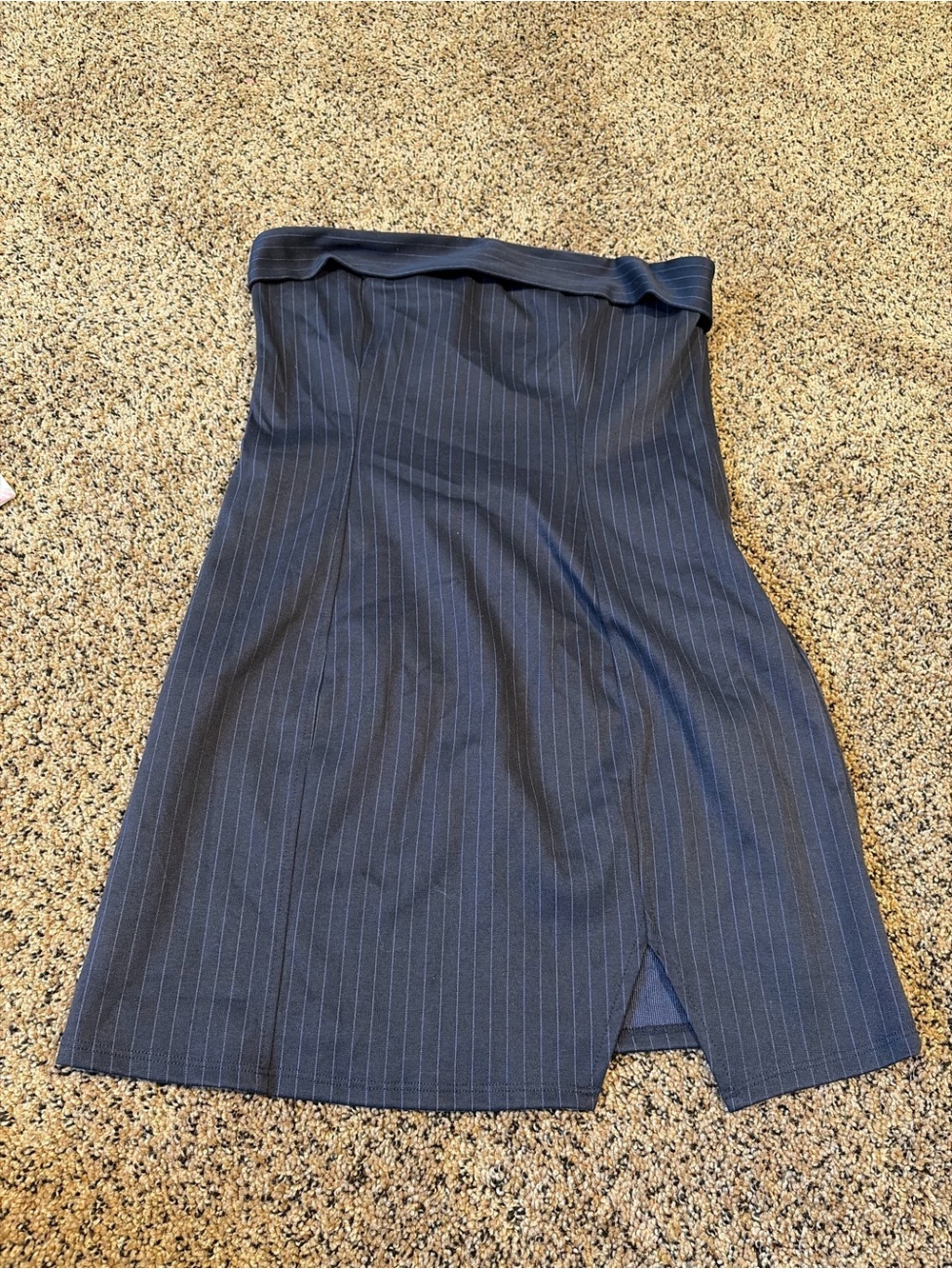 wild fable Strapless Navy Pinstripe Dress